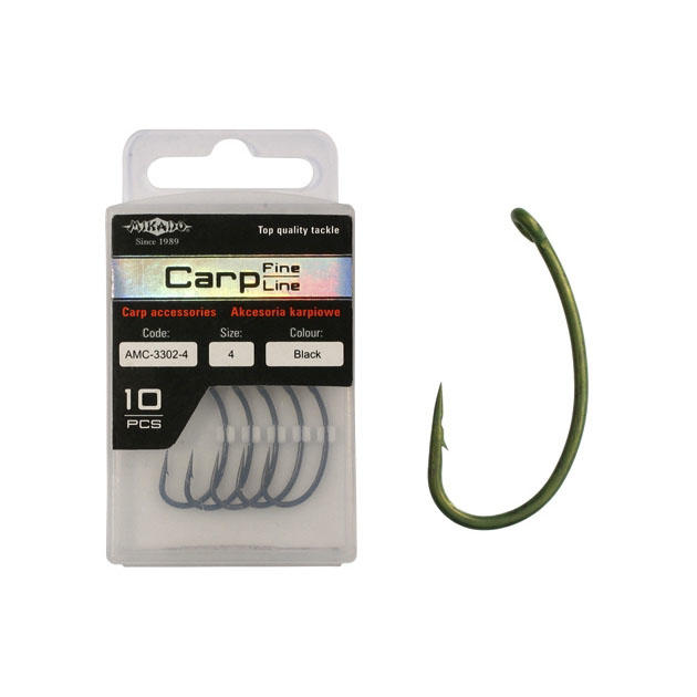 Крючки Mikado Carp Fine Line с покрытием никель + тефлон - 12003  № 6 (с ушком) ( 10 шт.)