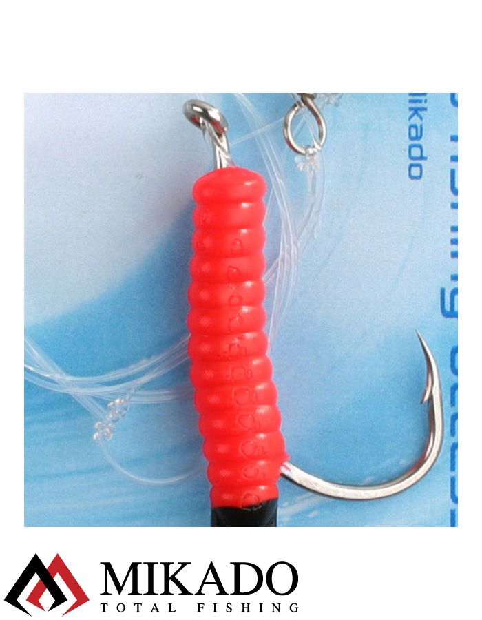 Морская оснастка Mikado PILK TWIST RIG 7.5см, крючок № 6/0 (RED/BLACK)