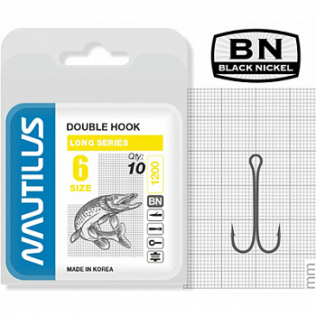 Крючок двойной Nautilus  Double Long series Worm 1200 №   6